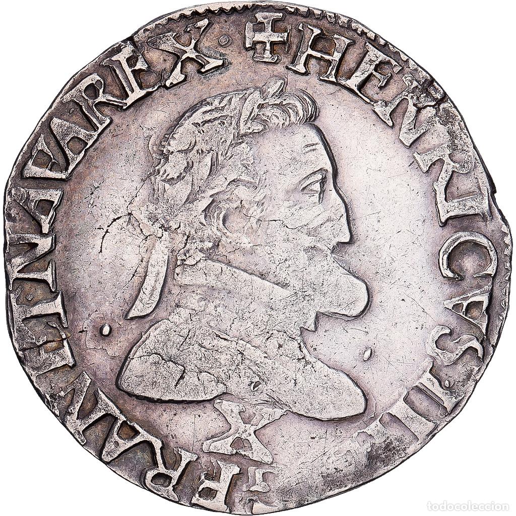 Monedas antiguas de Europa: [#1545051] Francia, Henri IV, 1/2 Franc, 1597, Amiens, Plata, BC+, Gadoury:590