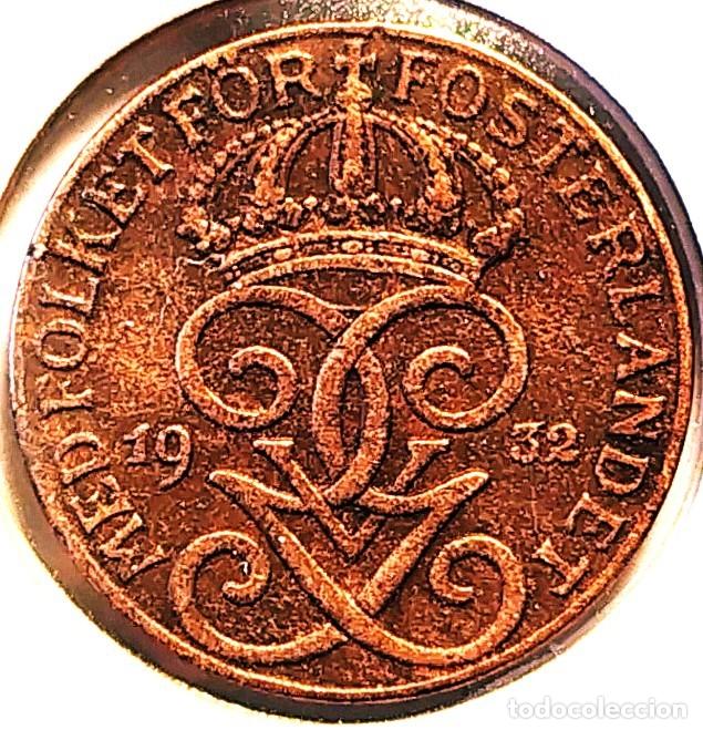 Monedas antiguas de Europa: SUECIA (1908-1950) - 1 ORE 1932 - REY GUSTAF V - A - 2 GR. BRONCE - DIAMETRO 16 mm - KM#777.2 - MB