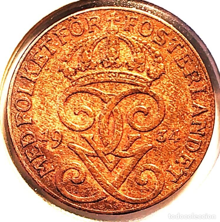 Monedas antiguas de Europa: SUECIA (1908-1950) - 1 ORE 1934 - REY GUSTAF V - A - 2 GR. BRONCE - DIAMETRO 16 mm - KM#777.2 - MB
