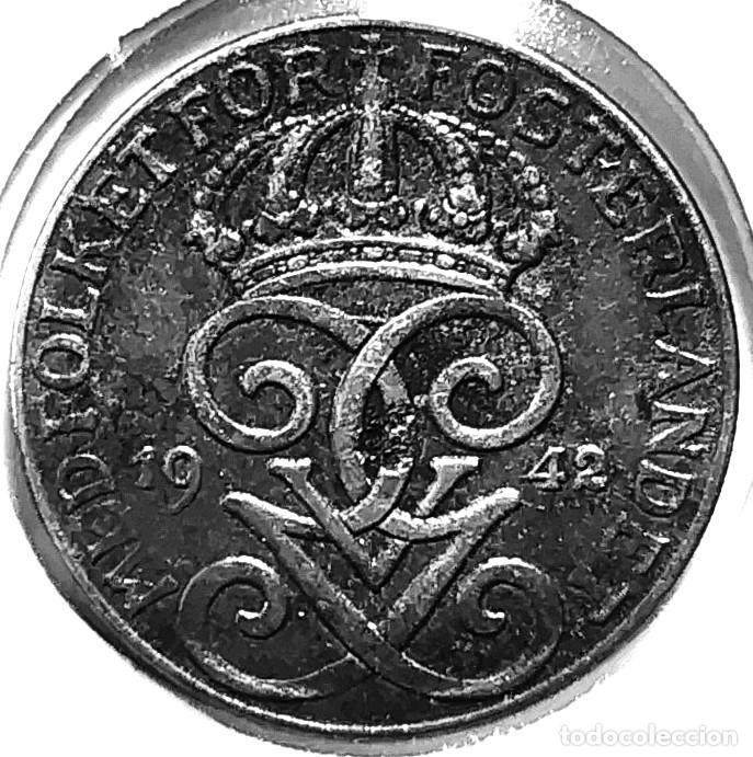 Monedas antiguas de Europa: SUECIA (1908-1950) - 1 ORE 1942 - REY GUSTAF V - A - 1,75 GR. HIERRO - DIAMETRO 16 mm - KM#810 - MB