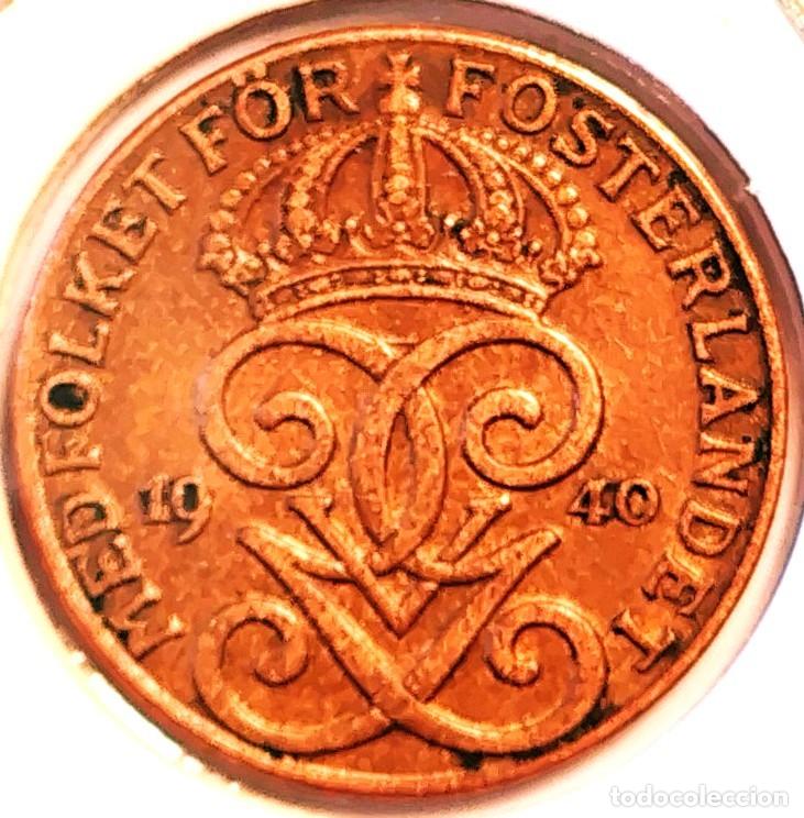 Monedas antiguas de Europa: SUECIA (1908-1950) - 2 ORE 1940 - REY GUSTAF V - A - 4 GR. BRONCE - DIAMETRO 21 mm - KM#778 - MB