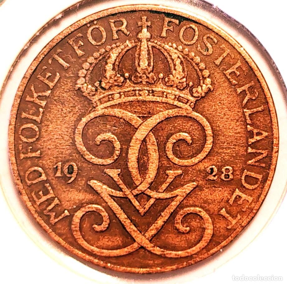Monedas antiguas de Europa: SUECIA (1908-1950) - 5 ORE 1928 - REY GUSTAF V - A - 8 GR. BRONCE - DIAMETRO 27 mm - KM#779 - MB