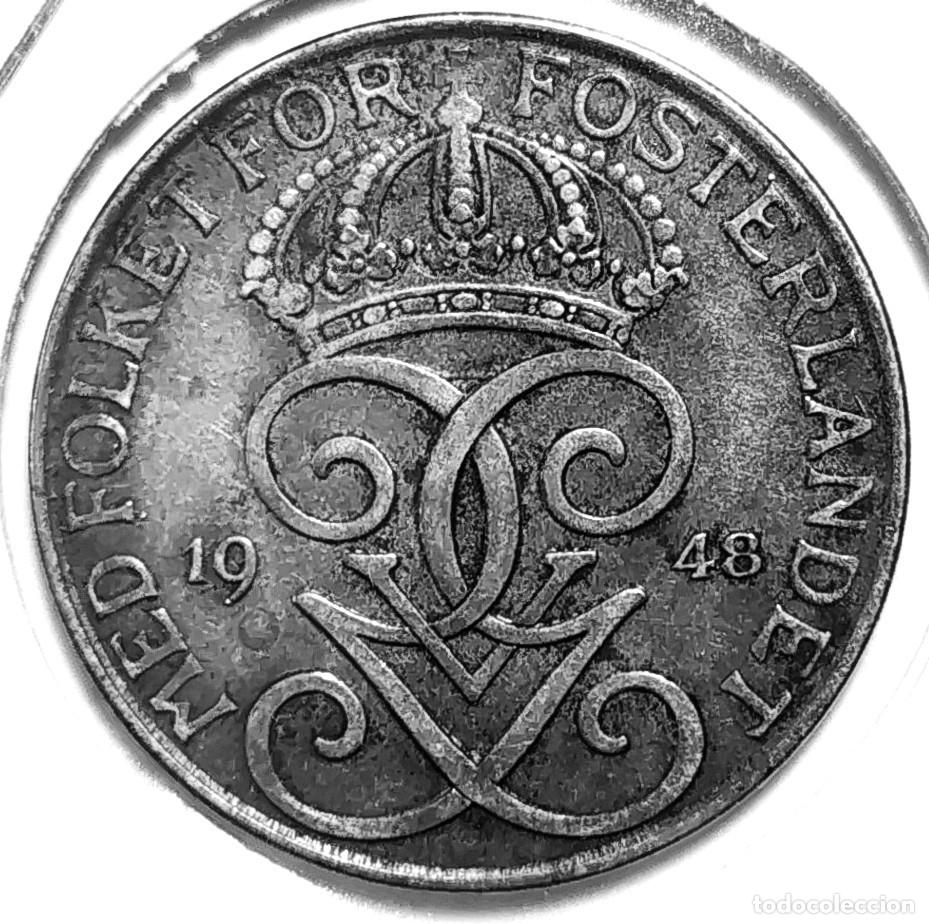 Monedas antiguas de Europa: SUECIA (1908-1950) - 5 ORE 1948 - REY GUSTAF V - A - 7 GR. HIERRO - DIAMETRO 27 mm - KM#812 - MB