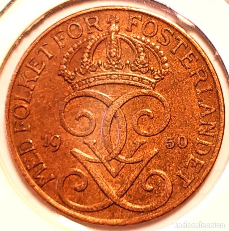 Monedas antiguas de Europa: SUECIA (1908-1950) - 5 ORE 1950 - REY GUSTAF V - A - 8 GR. BRONCE - DIAMETRO 27 mm - KM#779 - MB