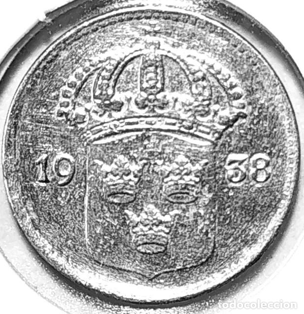Monedas antiguas de Europa: SUECIA (1908-1950) - 10 ORE 1938 G - REY GUSTAF V - A - 1,45 GR. PLATA 0,400 - DIAMET 15 mm - KM#780