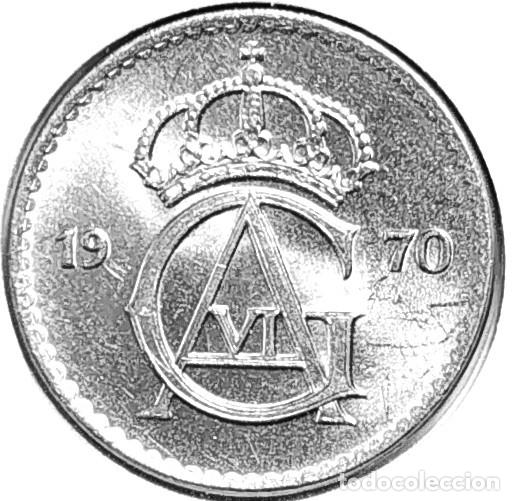 Monedas antiguas de Europa: SUECIA (1950-1973) - 25 ORE 1970 U - REY GUSTAF VI ADOLF - A - 2,24 GR. CUPRONIQUEL - DIAMETRO 17 mm