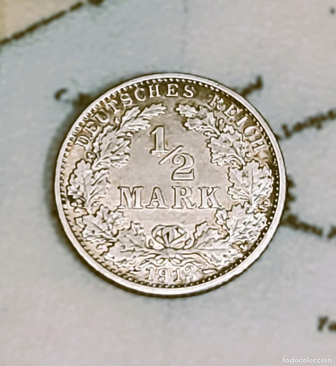 Monedas antiguas de Europa: 1/2 MARCO DE PLATA DE ALEMANIA DEL A&Ntilde;O 1913-G.SIN CIRCULAR