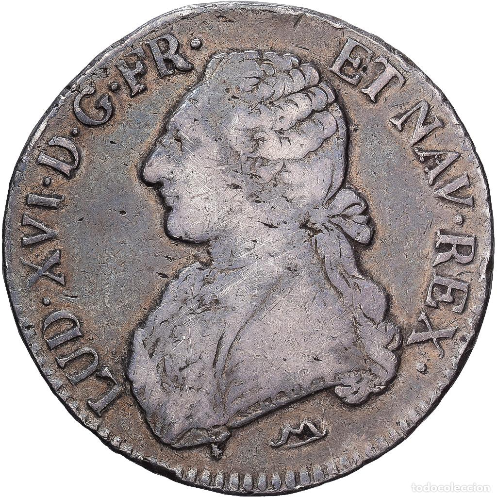 Moedas antigas da Europa: [#1117854] Francia, Louis XVI, Ecu, &Eacute;cu aux branches d'olivier, 1781, Montpellier, Plata