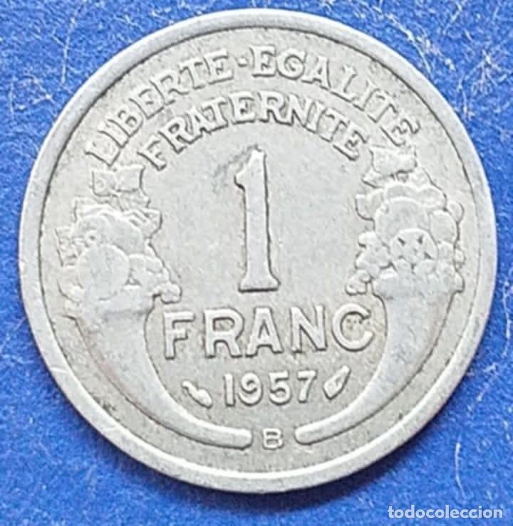 Moedas antigas da Europa: MONEDAS DEL MUNDO Francia 1957 1 Franco/ Morlon. Aluminio
