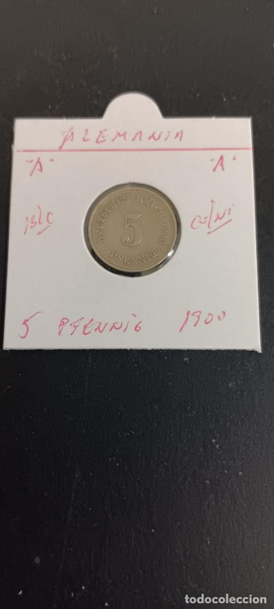 Moedas antigas da Europa: ALEMANIA 5 PFENNIG 1900 KM=11 (CUPRONIQUEL)GUILLERMO II CECA A