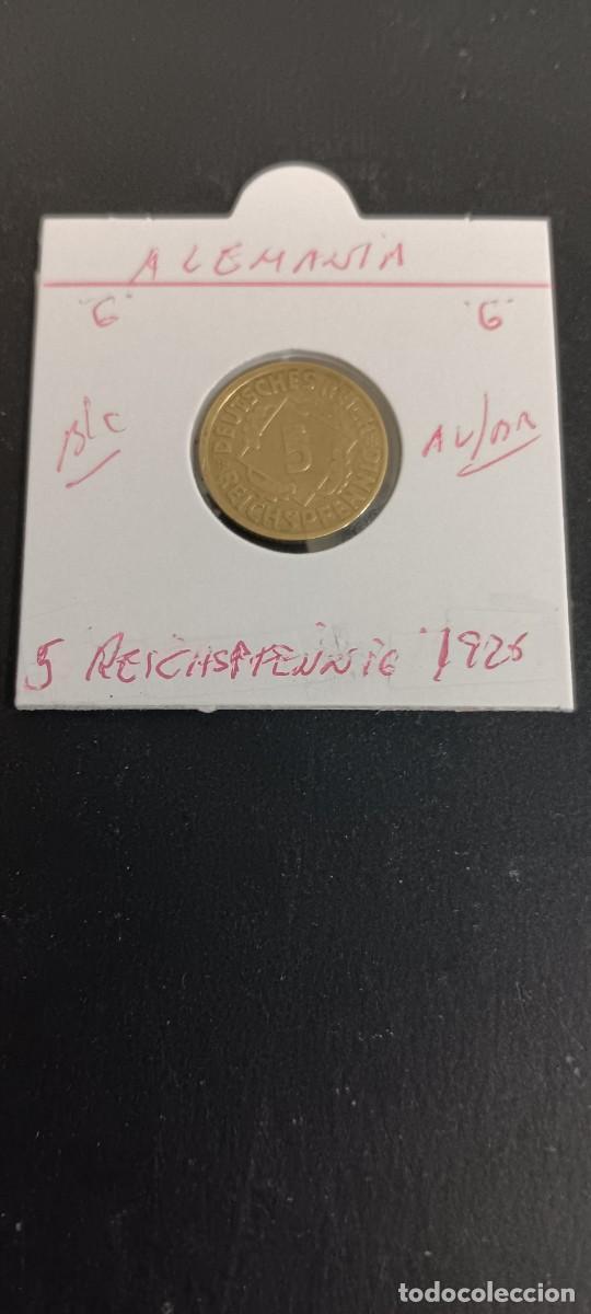 Monedas antiguas de Europa: ALEMANIA 5 PFENNIG 1925 KM=39 (ALUMINIO-BRONCE)REP&Uacute;BLICA WEIMAR- CECA G