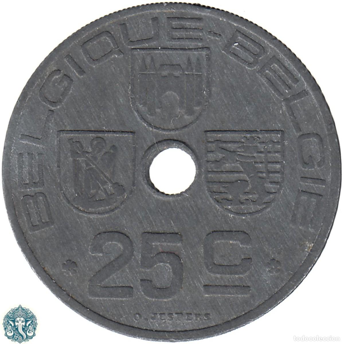 Alte M&uuml;nzen aus Europa: B&Eacute;LGICA 25 C&eacute;ntimos 1946 Leopoldo III KM#131 Zinc Leyenda Belgique - Belgie