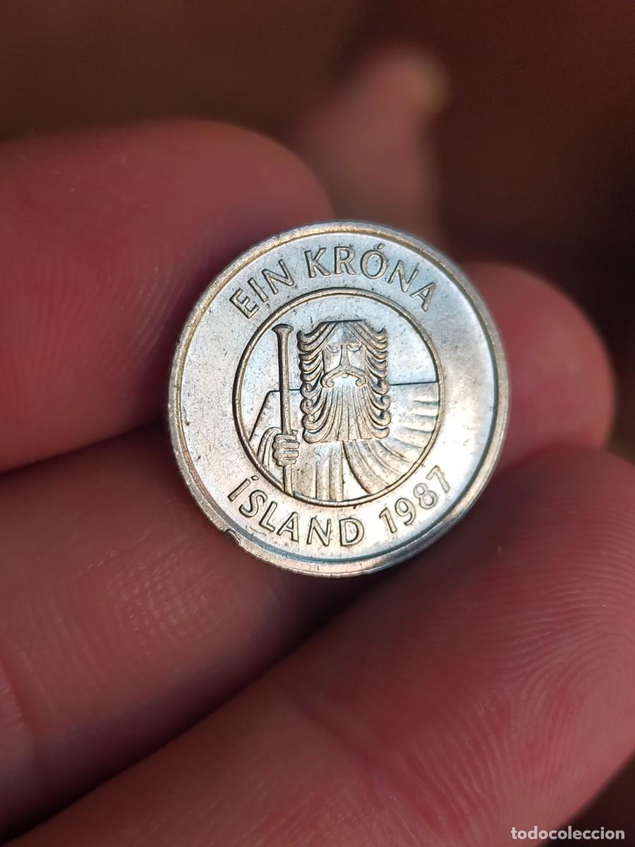 Monnaies anciennes de Europe: MONEDA DE 1 UNA KRONA CORONA ISLANDIA 1987 MUY BUENA CONSERVACION