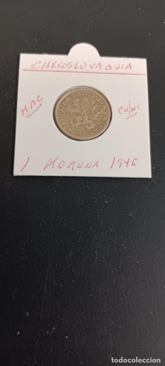 Monnaies anciennes de Europe: CHECOSLOVAQUIA 1 KORUNA 1946 MBC KM=19 (CUPRONIQUEL)