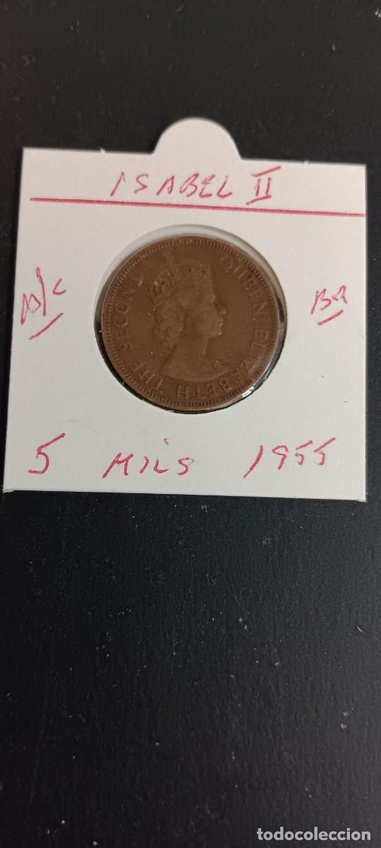 Monnaies anciennes de Europe: CHIPRE 5 MILS 1955 BC KM=34 (BRONCE) ISABEL II