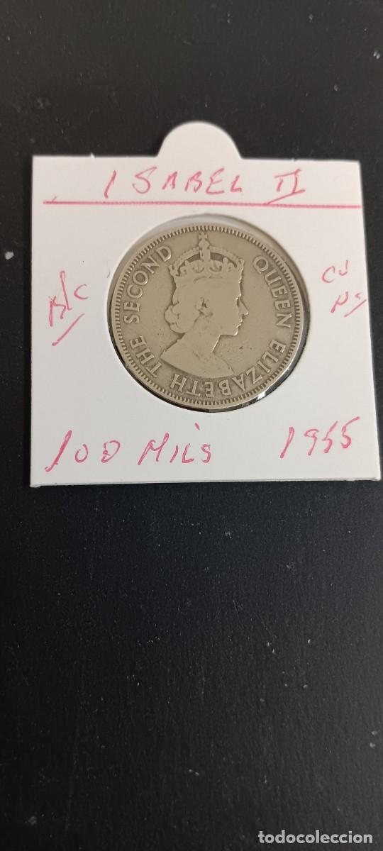 Monnaies anciennes de Europe: CHIPRE 100 MILS 1955 BC KM=37 (CUPRONIQUEL) ISABEL II