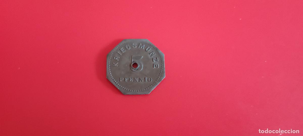 Monedas antiguas de Europa: BENSHEIM, NOTGELD, 5 PFG 1917 CINC, BONITA PATINA NEGRA
