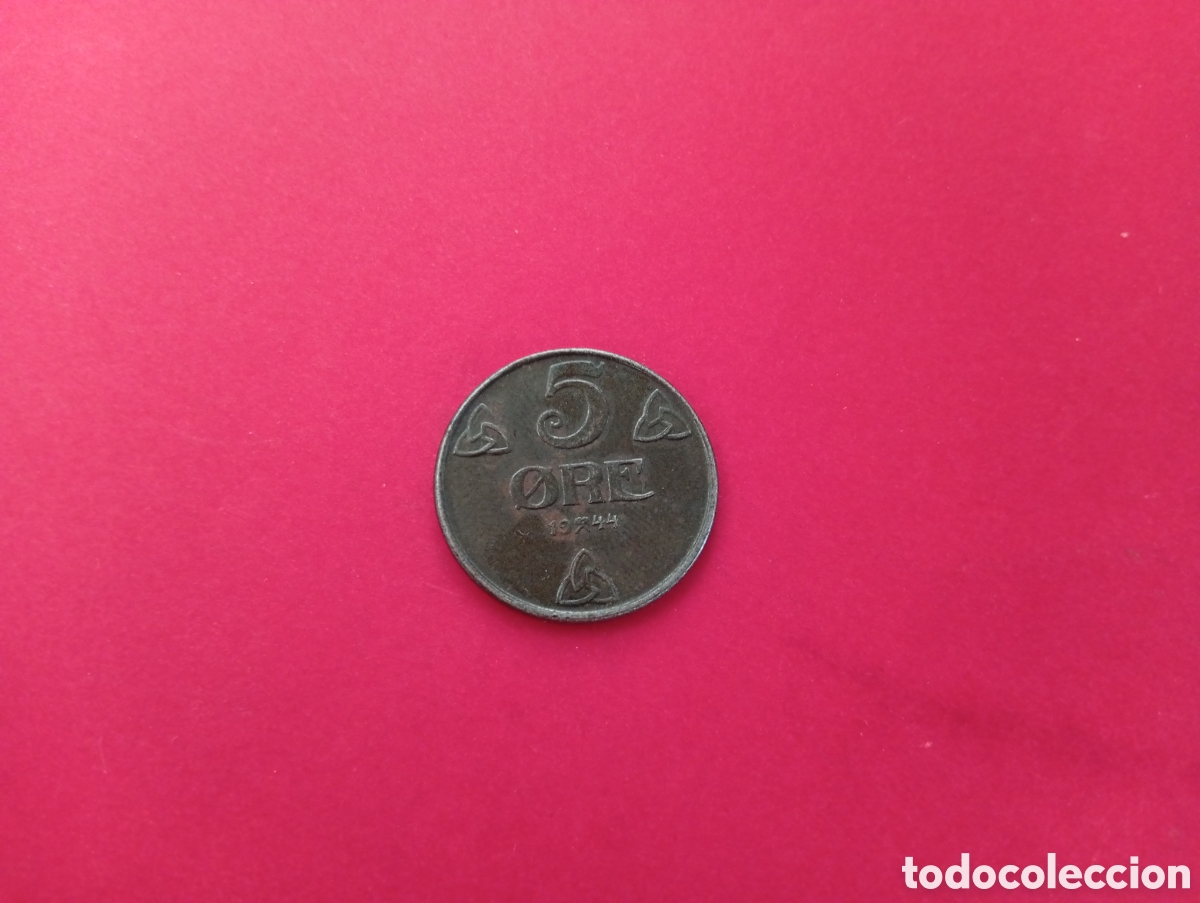 Monedas antiguas de Europa: 5 ore de Noruega 1944