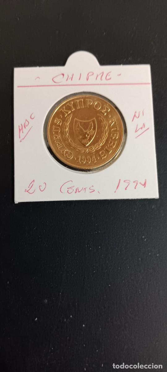 Alte M&uuml;nzen aus Europa: CHIPRE 20 CENTIMOS 1994 MBC KM=57.3 (NIQUEL-LAT&Oacute;N)