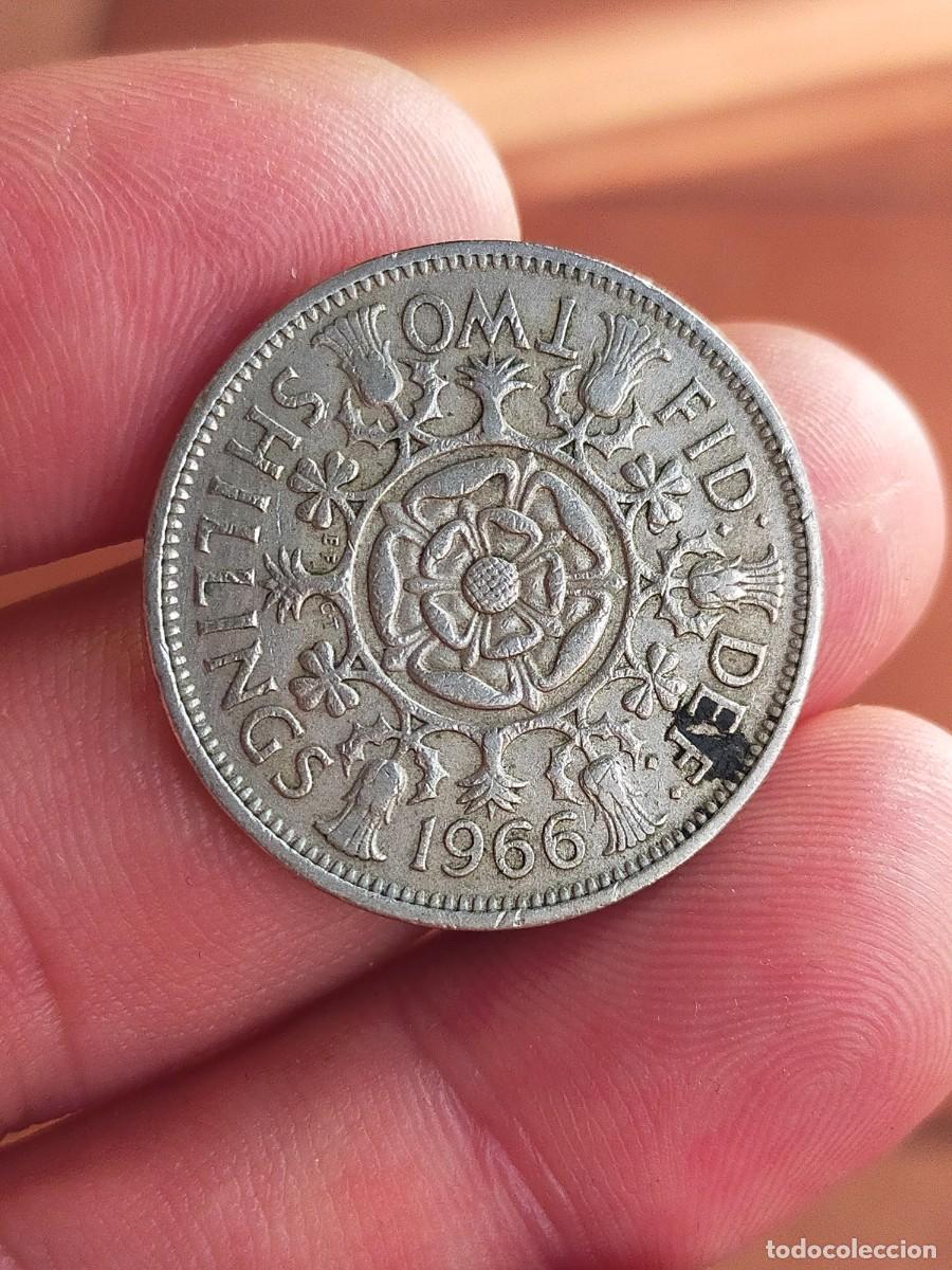 Monedas antiguas de Europa: MONEDA DE 2 DOS CHELINES SHILLINGS REINO UNIDO INGLATERRA GRAN BRETA&Ntilde;A 1966 BUENA CONSERVACION