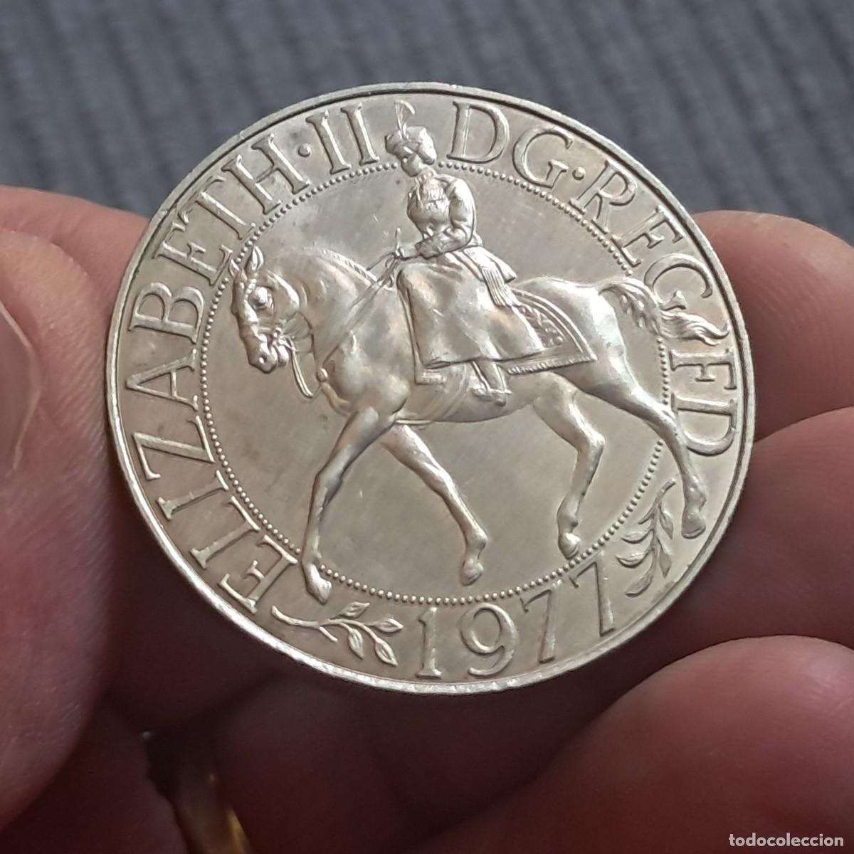 Old Coins of Europe: MONEDA DEL REINO UNIDO 25 NUEVOS PENIQUES NEW PENCE 1977 - Elizabeth II (Bodas de plata) F, KM# 920.