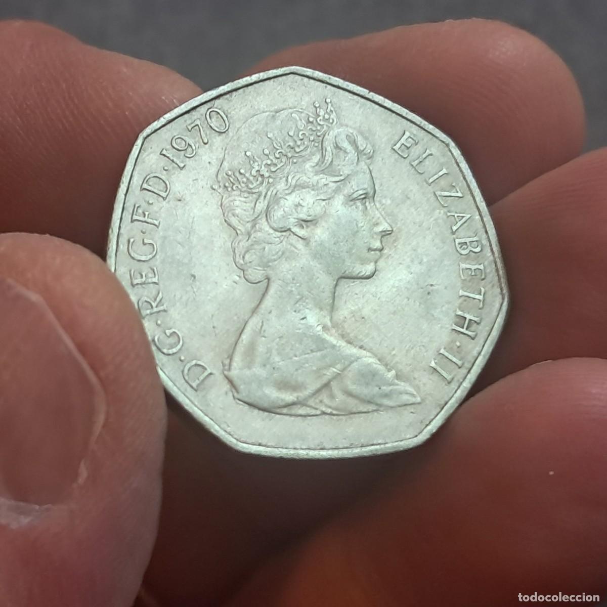 Monedas antiguas de Europa: MONEDA DEL REINO UNIDO 50 NUEVOS PENIQUES NEW PENCE 1970 - Elizabeth II (2&ordm; retrato) AU, KM# 913.
