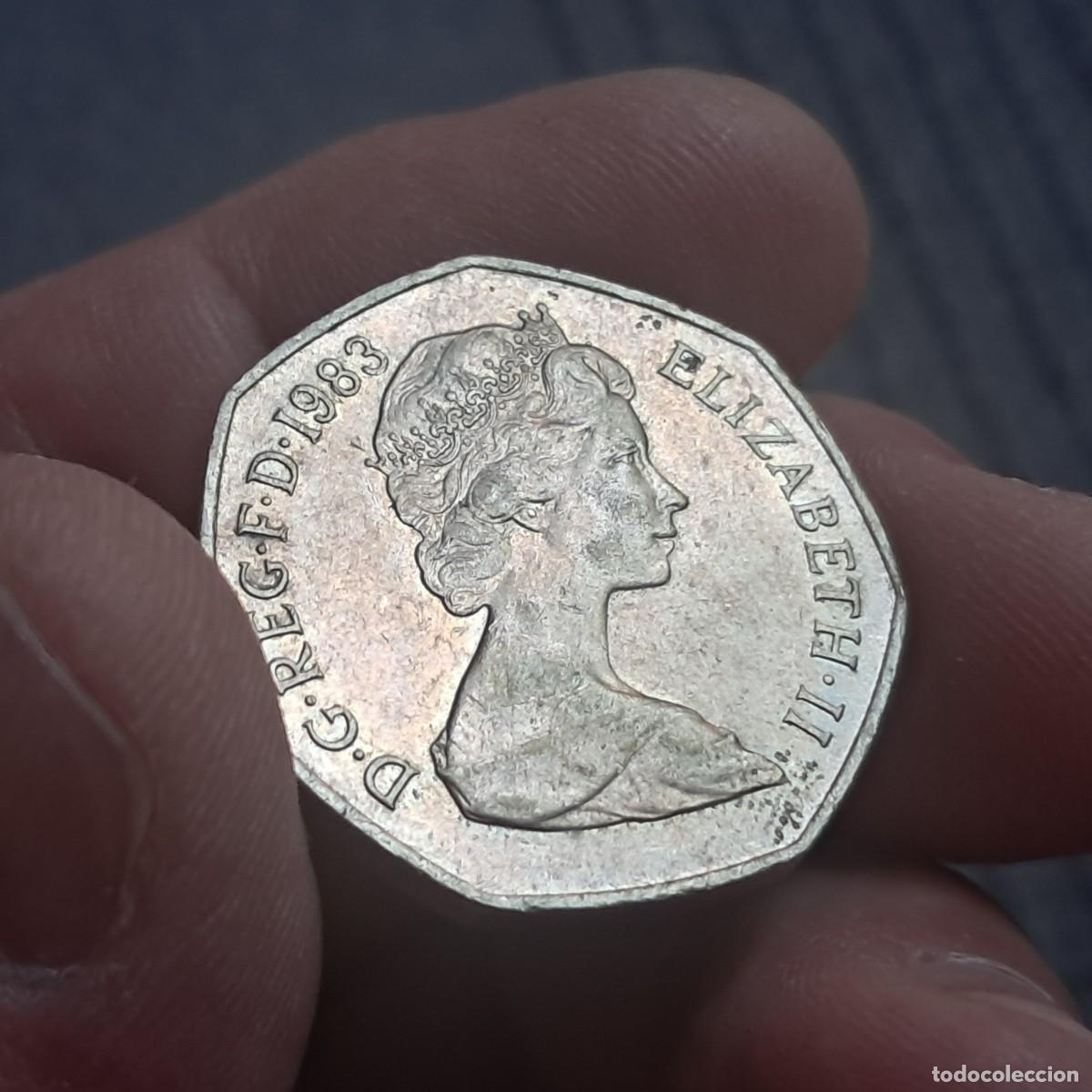 Monedas antiguas de Europa: MONEDA DEL REINO UNIDO 50 NUEVOS PENIQUES NEW PENCE 1983 - Elizabeth II (2&ordm; retrato) AU, KM# 932..