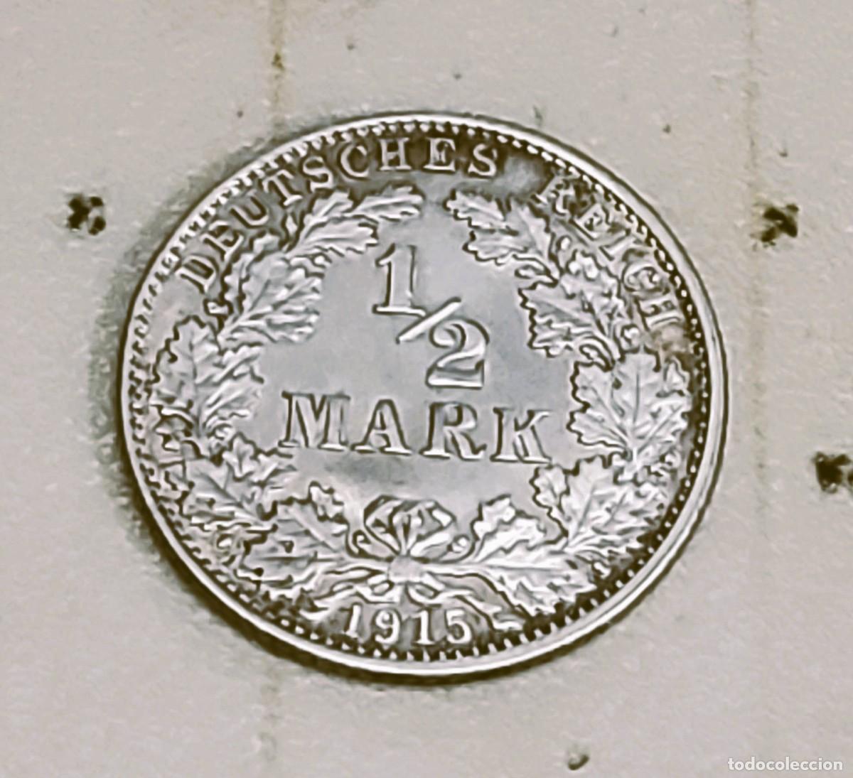 Monedas antiguas de Europa: 1/2 MARCO DE PLATA DE ALEMANIA DEL A&Ntilde;O 1915-J.SIN CIRCULAR