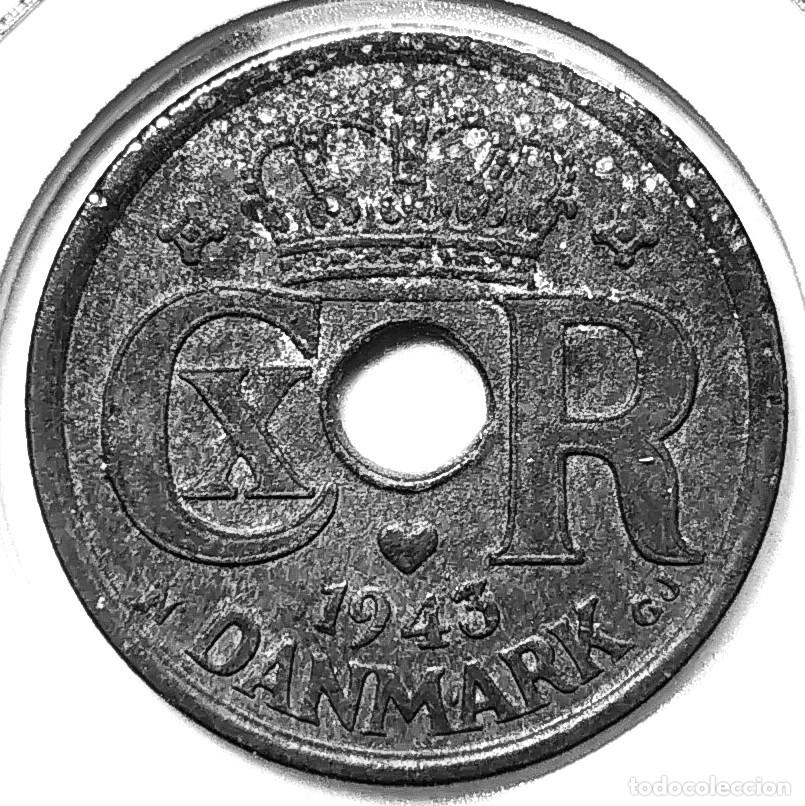 Moedas antigas da Europa: DINAMARCA (1912-1947) - 25 ORE 1943 - REY CRISTIAN X - A - 3,60 GR. ZINC - DIAMETRO 23 mm - KM#823.2
