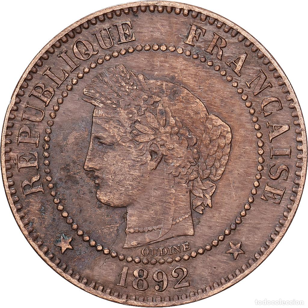 Monedas antiguas de Europa: [#1545251] Francia, 2 Centimes, C&eacute;r&egrave;s, 1892, MDP, Bronce, MBC, Gadoury:105