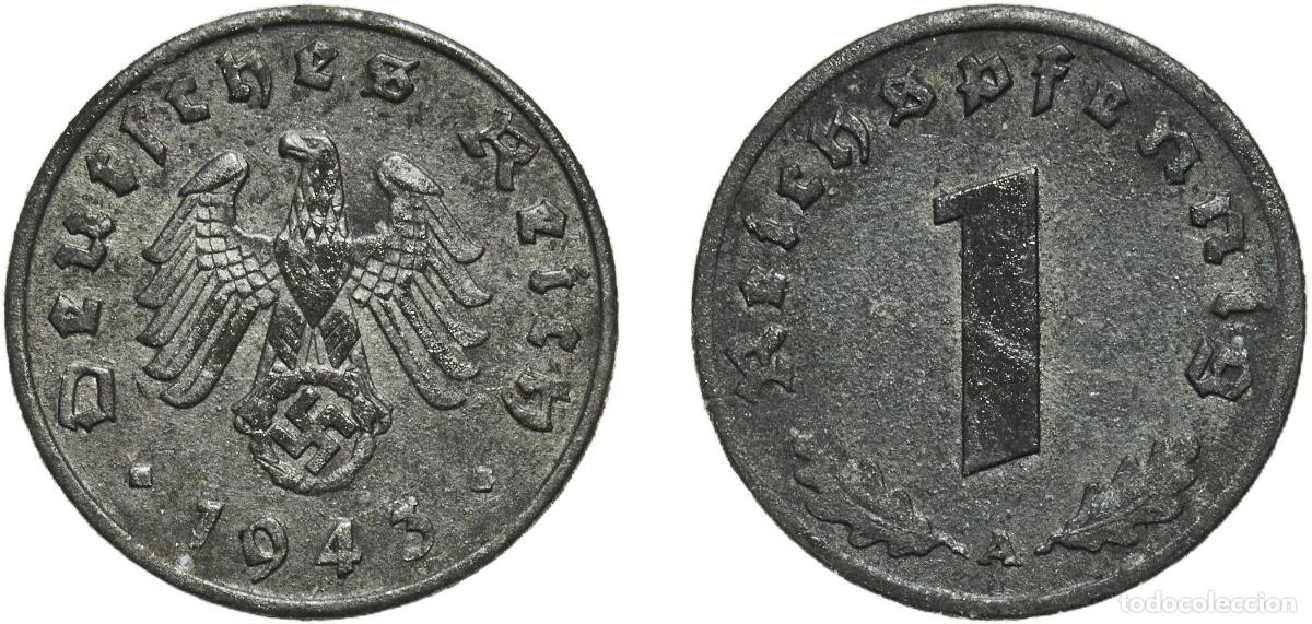 Monedas antiguas de Europa: Germany Third Reich 1943 A 1 Reichspfennig Zinc Berlin Mint (372401495) 1.77g AU KM 97 AKS 59 J 36
