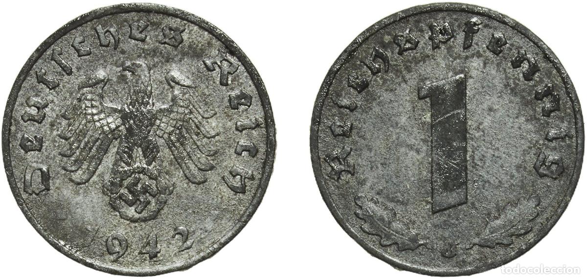 Monedas antiguas de Europa: Germany Third Reich 1942 J 1 Reichspfennig Zinc Hamburg Mint (122933510) 1.82g AU KM 97 AKS 59 J 3