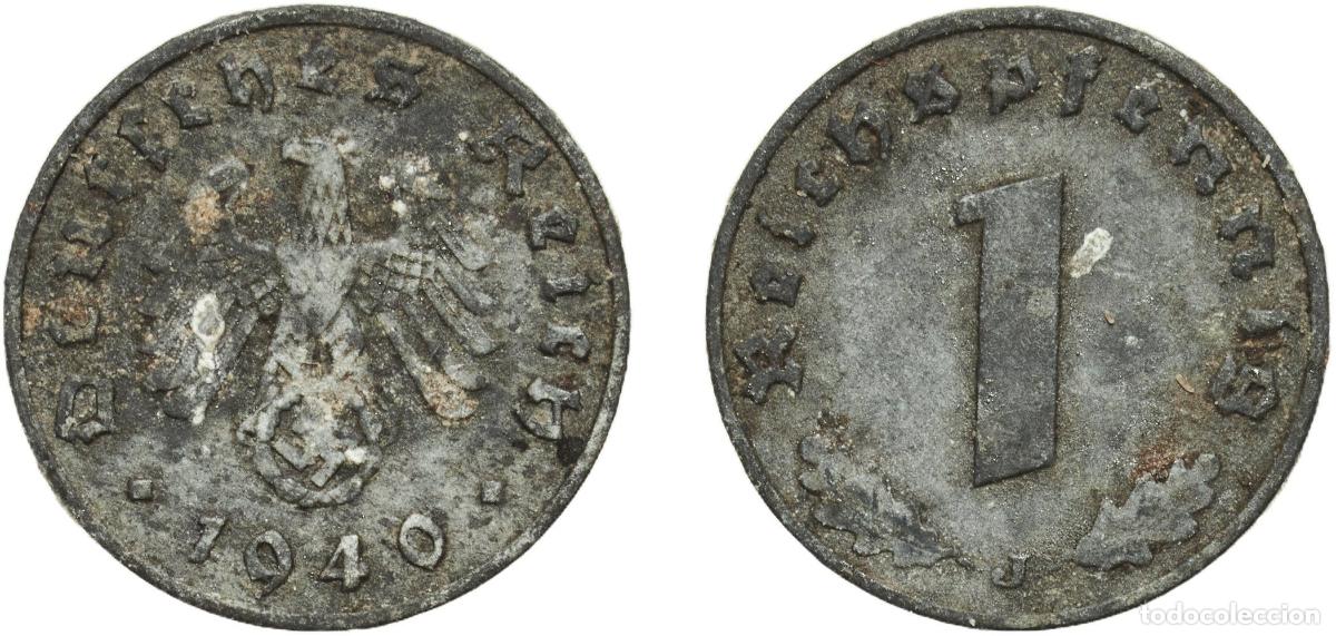 Monedas antiguas de Europa: Germany Third Reich 1940 J 1 Reichspfennig Zinc Hamburg Mint (24458908) 1.77g VF KM 97 AKS 59 J 36