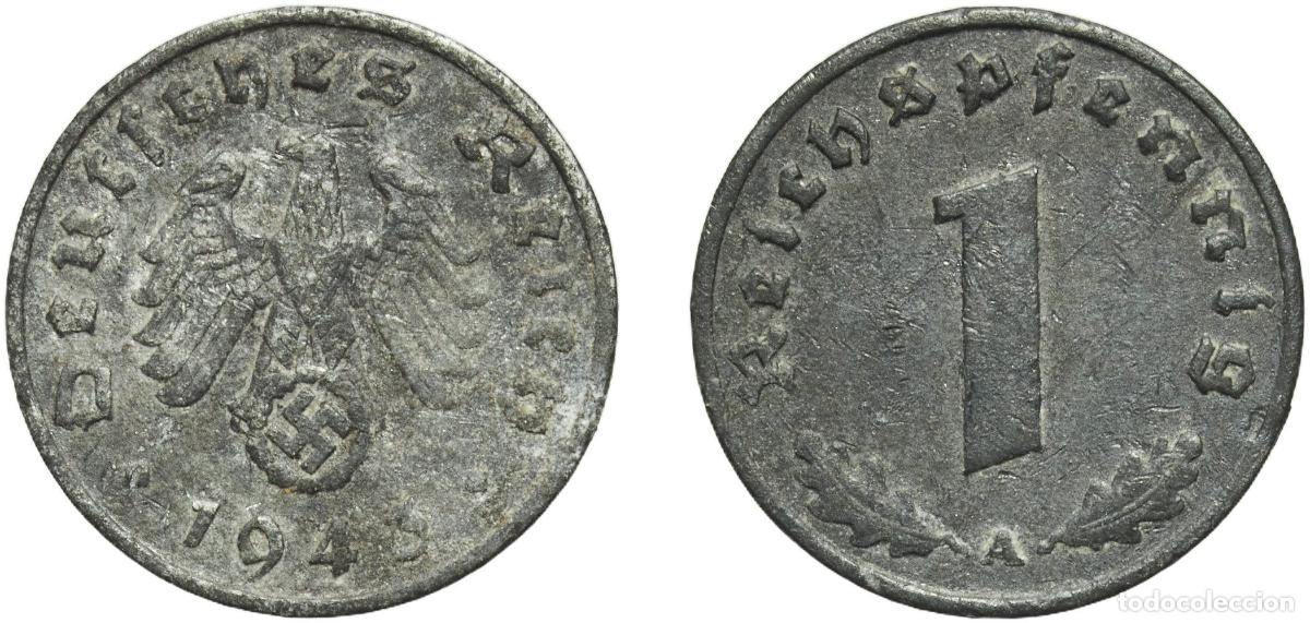 Monedas antiguas de Europa: Germany Third Reich 1943 A 1 Reichspfennig Zinc Berlin Mint (372401495) 1.78g VF KM 97 AKS 59 J 36