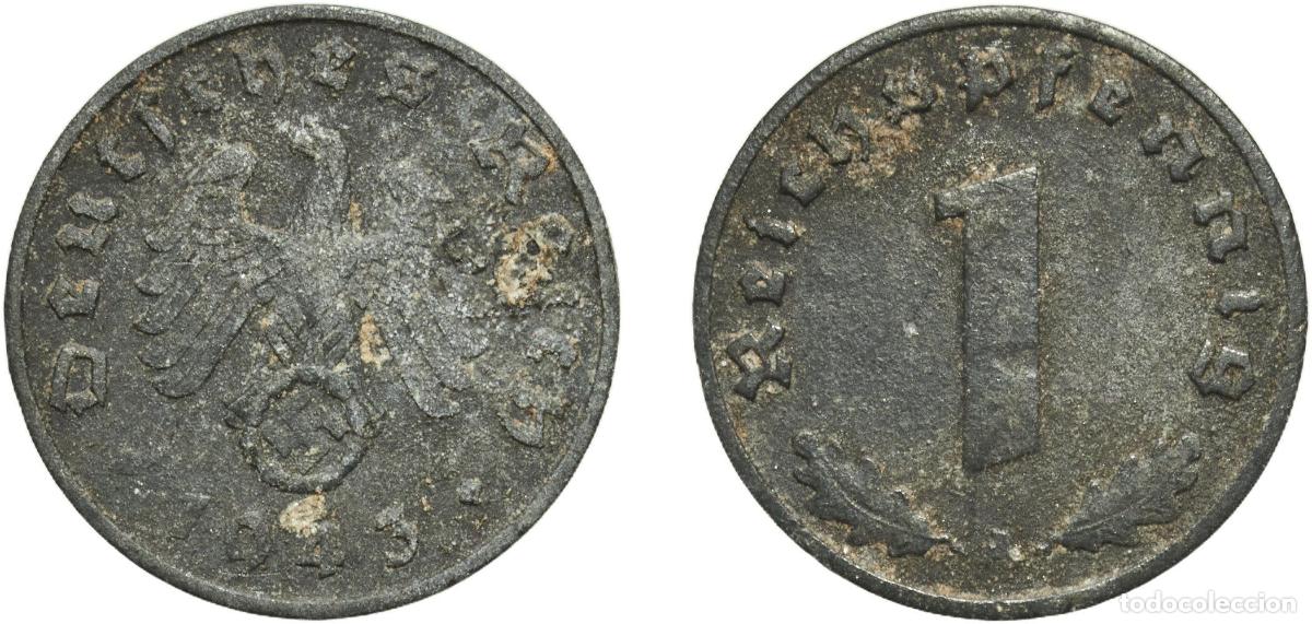 Monedas antiguas de Europa: Germany Third Reich 1943 A 1 Reichspfennig Zinc Berlin Mint (372401495) 1.79g VF KM 97 AKS 59 J 36