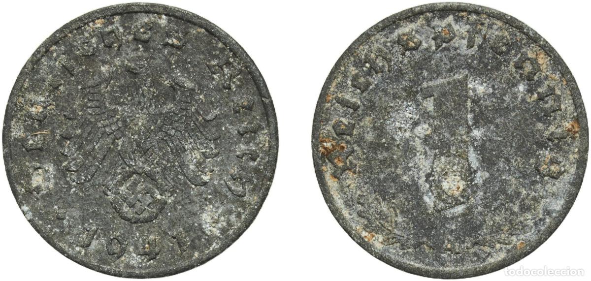 Monedas antiguas de Europa: Germany Third Reich 1941 A 1 Reichspfennig Zinc Berlin Mint (281618125) 1.77g VF KM 97 AKS 59 J 36