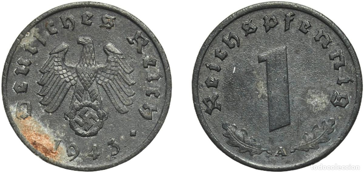 Monedas antiguas de Europa: Germany Third Reich 1943 A 1 Reichspfennig Zinc Berlin Mint (372401495) 1.85g AU KM 97 AKS 59 J 36