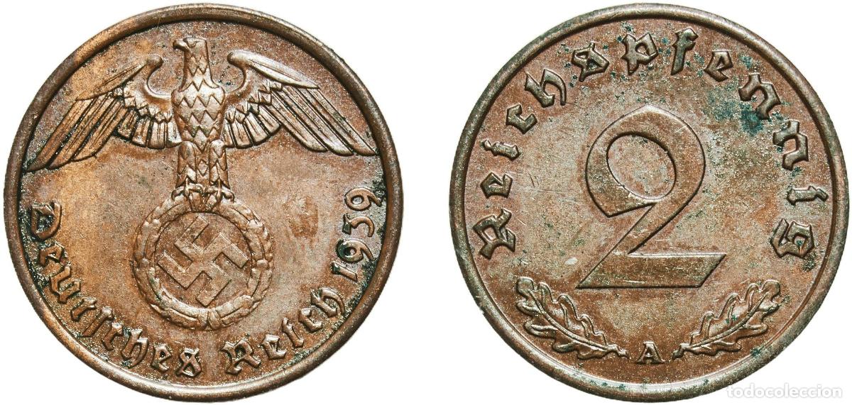 Monedas antiguas de Europa: Germany Third Reich 1939 A 2 Reichspfennig Bronze Berlin Mint (37348377) 3.29g AU KM 90 AKS 55 J 3