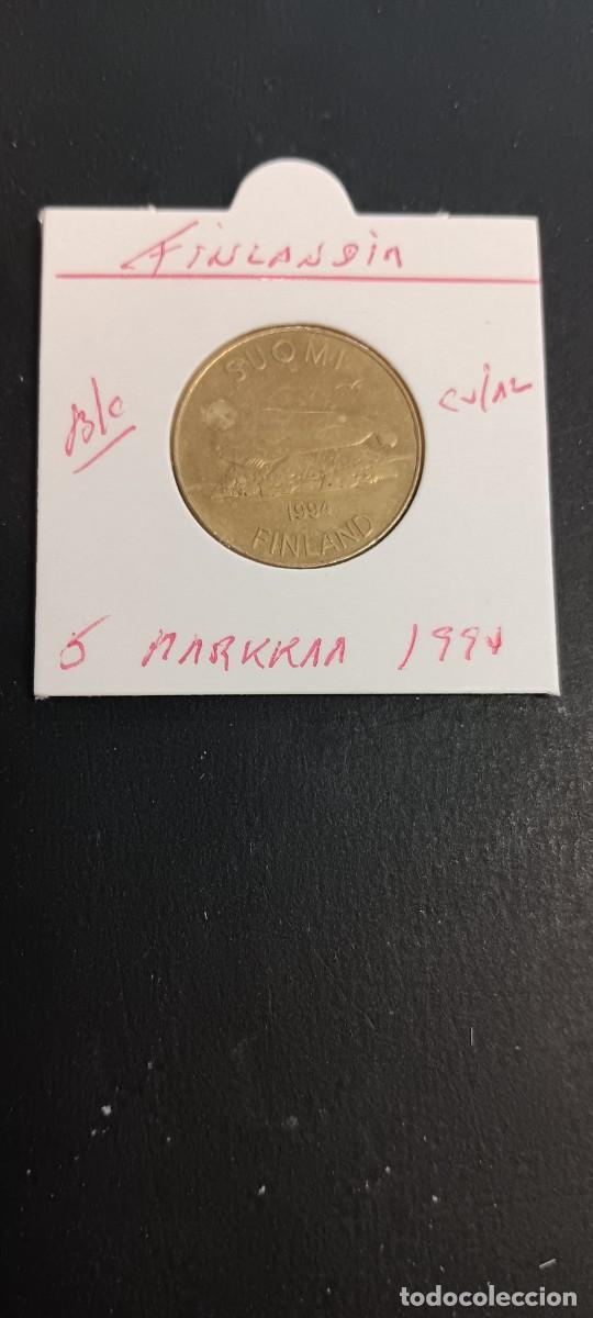 Moedas antigas da Europa: FINLANDIA 5 MARKKAA 1994 BC KM=73 (COBRE-ALUMINIO)