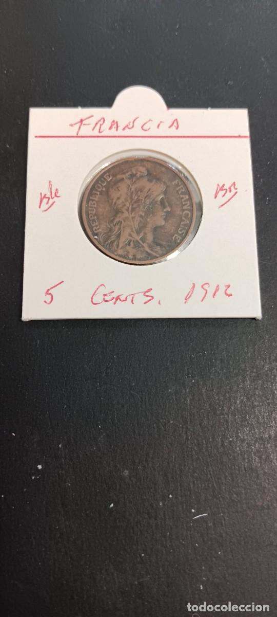 Monedas antiguas de Europa: FRANCIA 5 CENTIMOS 1912 BC KM=842 (BRONCE)
