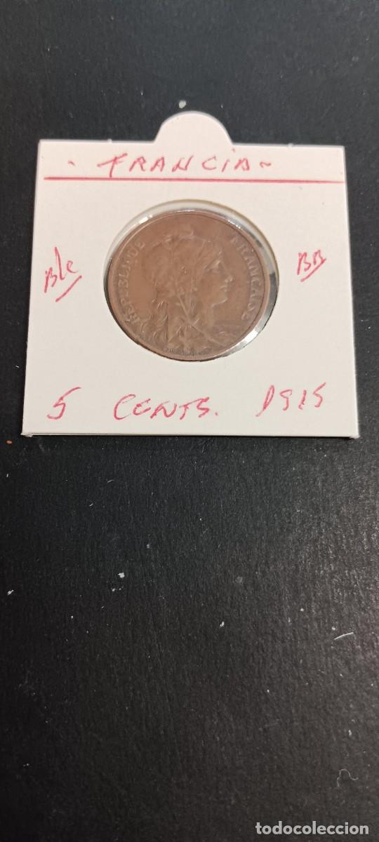 Monedas antiguas de Europa: FRANCIA 5 CENTIMOS 1915 BC KM=842 (BRONCE)