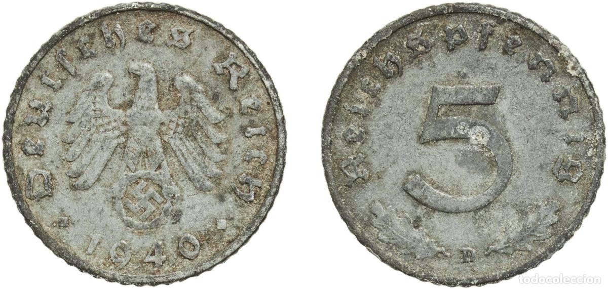 Monedas antiguas de Europa: Germany Third Reich 1940 D 5 Reichspfennig Zinc Munich Mint (44364000) 2.47g VF KM 100 AKS 51 J 37