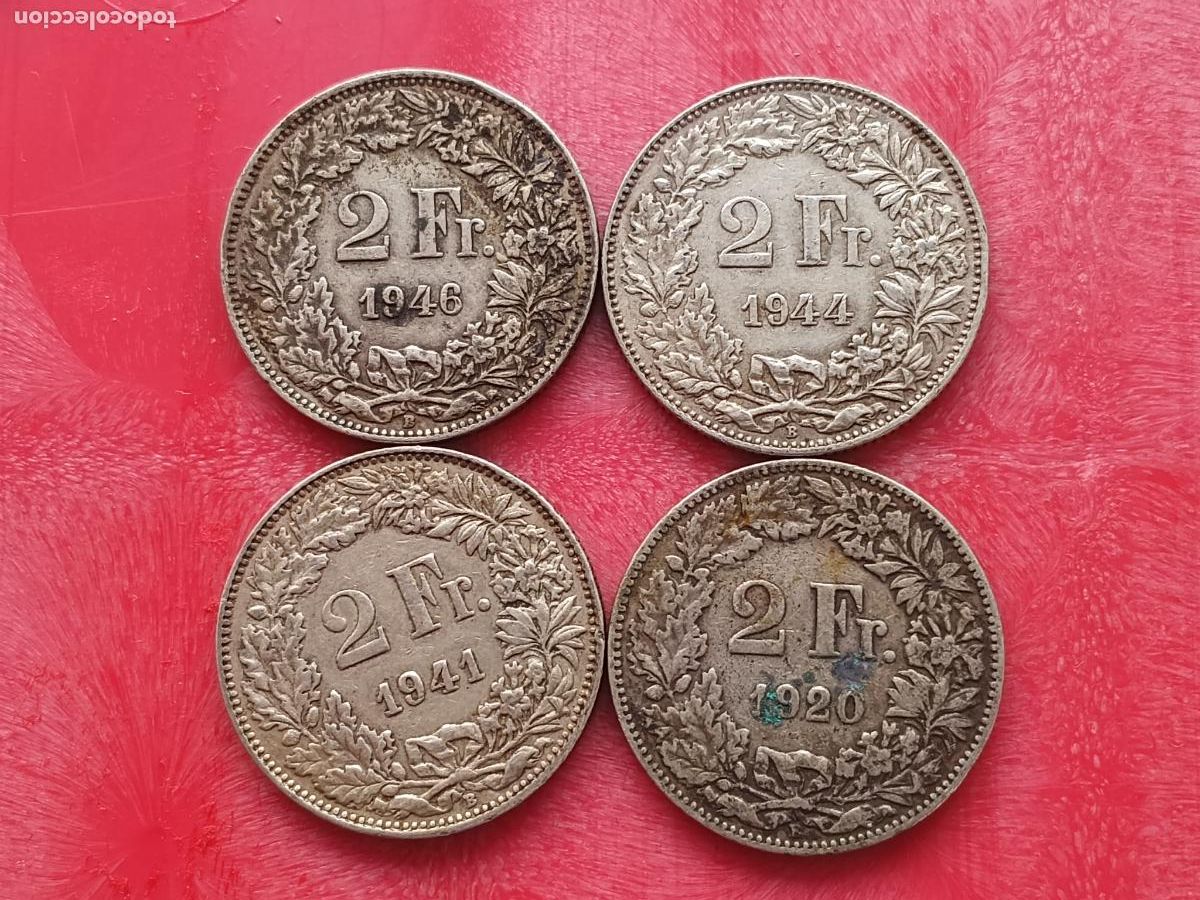 Monedas antiguas de Europa: SUIZA. 4 MONEDAS DE 2 FRANCOS DE PLATA