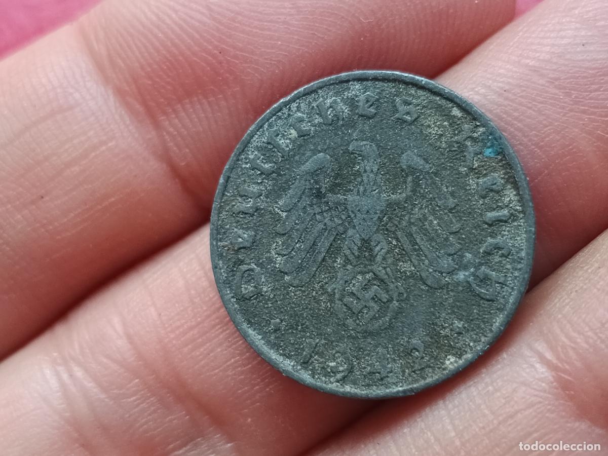 Monedas antiguas de Europa: Alemania nazi. Svastica. 10 reichspfennig 1942 A