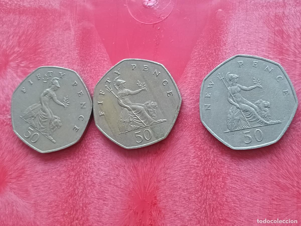Monnaies anciennes de Europe: Reino Unido. 3 monedas diferentes de media libra. Half Pound