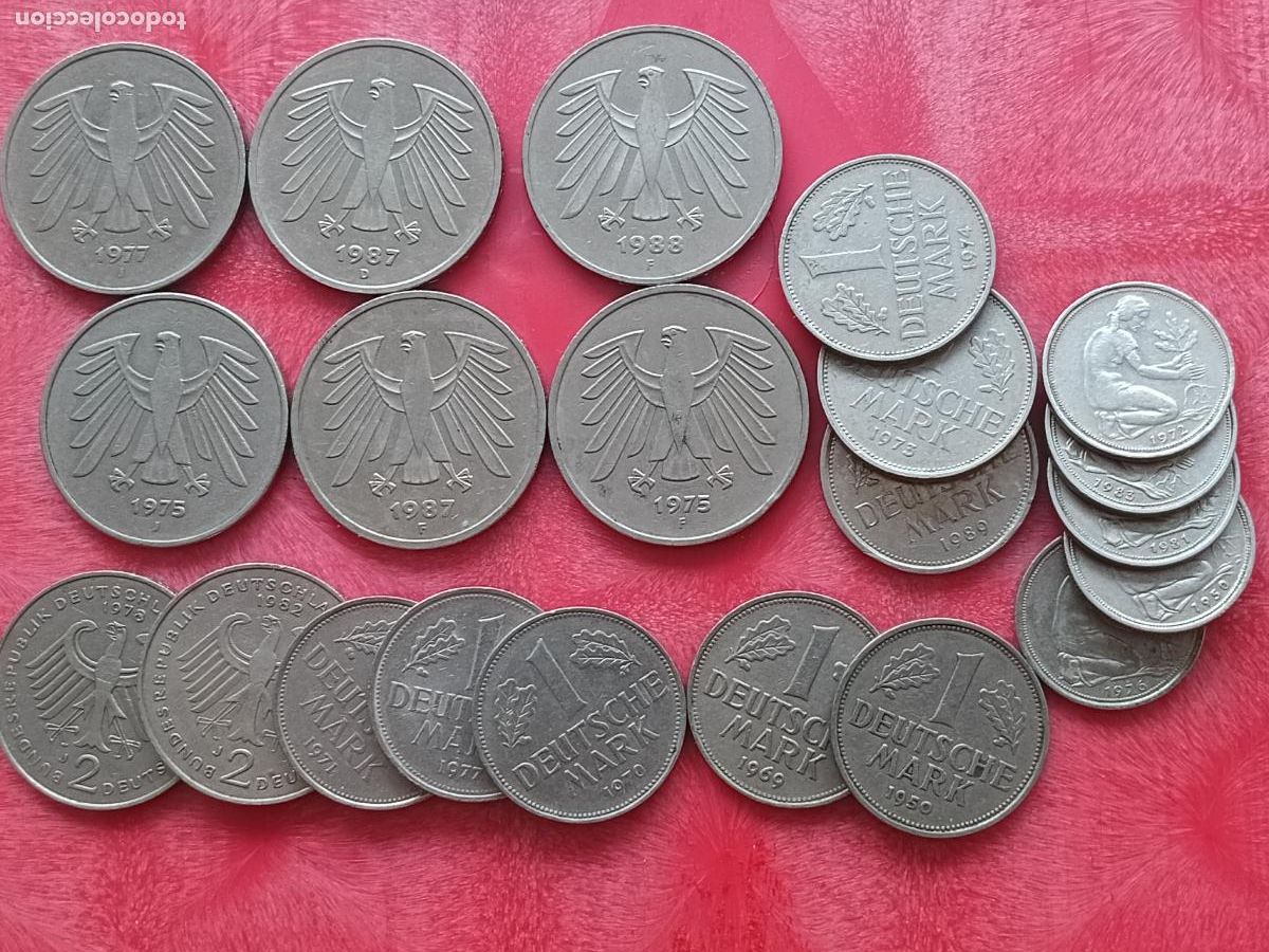 Monedas antiguas de Europa: Alemania. 44,50 marcos en monedas de 5 marcos, 2 marcos, 1 marco y 50 pfennig