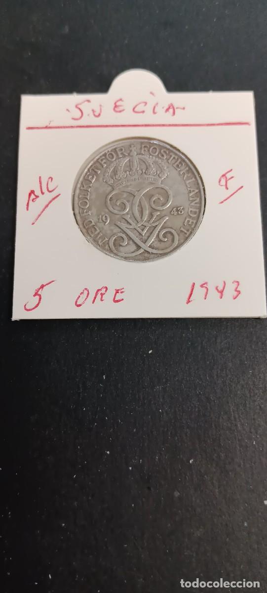 Monnaies anciennes de Europe: SUECIA 5 ORE 1943 BC KM=812 (HIERRO) GUSTAV V