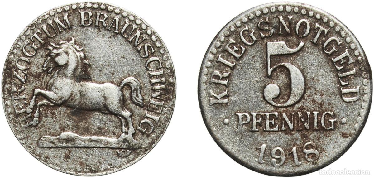 Monedas antiguas de Europa: Germany Brunswick, Federal state of 1918 5 Pfennigs - Braunschweig (Herzogtum) Iron L. Chr. Lauer M