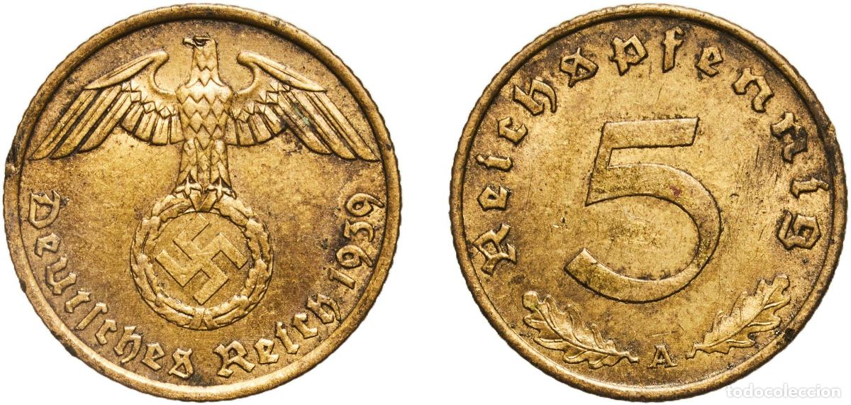 Monedas antiguas de Europa: Germany Third Reich 1939 A 5 Reichspfennig Aluminium bronze Berlin Mint (35336559) 2.51g AU KM 91
