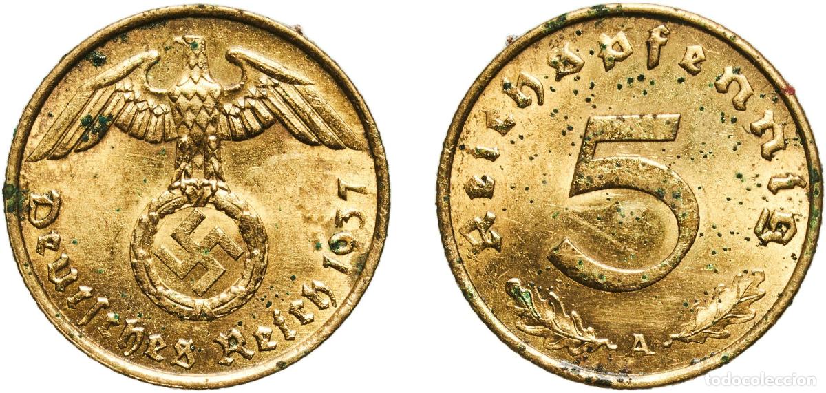 Monedas antiguas de Europa: Germany Third Reich 1937 A 5 Reichspfennig Aluminium bronze Berlin Mint (29699953) 2.4g AU KM 91 A